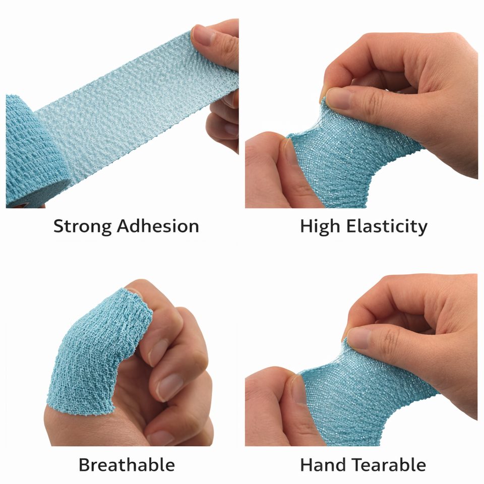 ActiveX EAB Tape features: Strong Adhesion, High Elasticity, Breathable, Hand Tearable
