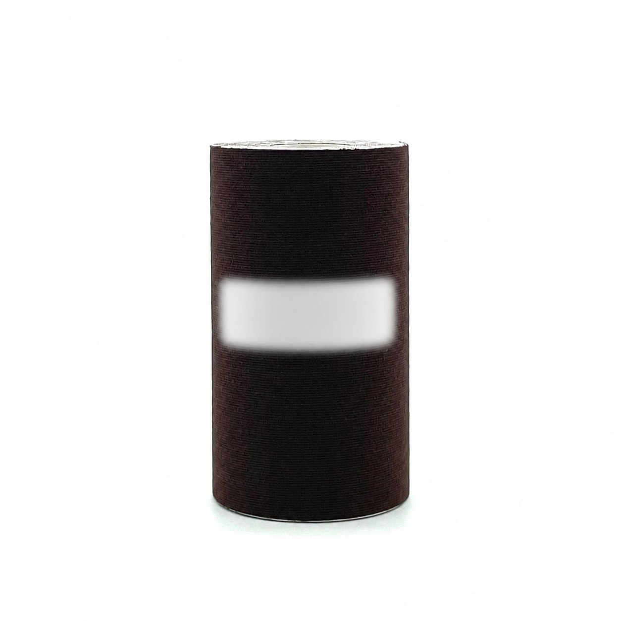 Wide cotton kinesiology tape roll — dark espresso tone, blank label ready for custom branding