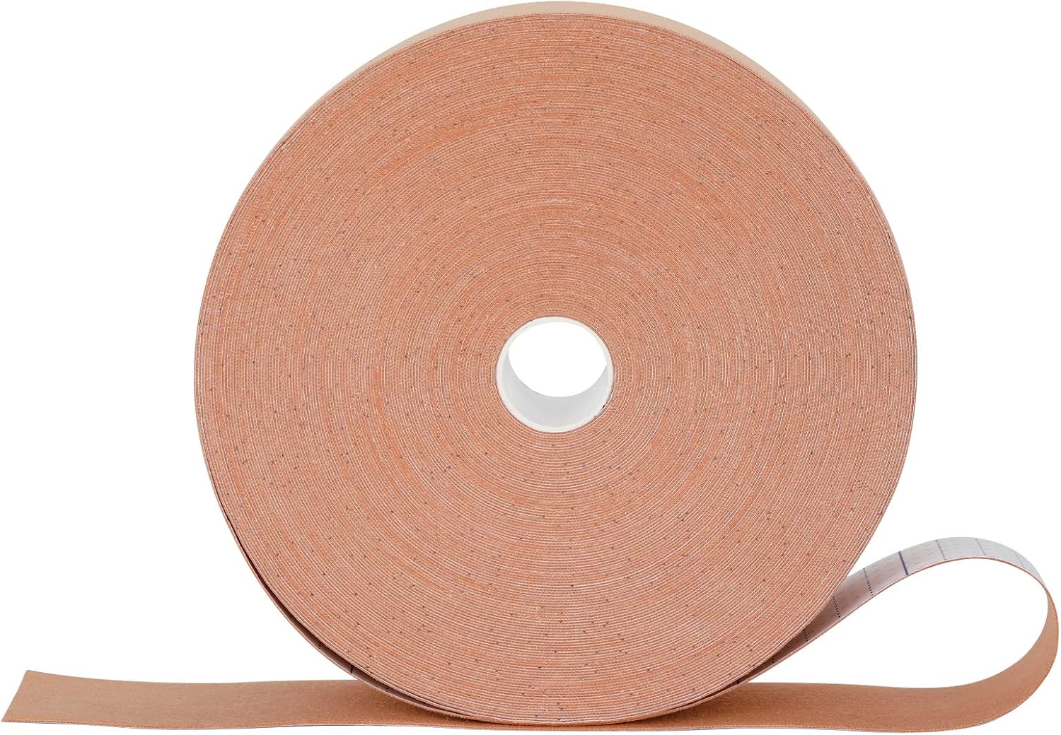 Premium beige bulk kinesiology tape continuous roll 5cm x 32m on white background